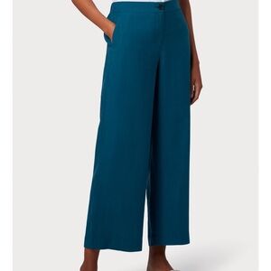 Paul Smith Women Teal Wide Leg Trousers Pants Pleated Cropped Size 46 US SZ 10